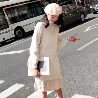 Đầm Len Chân Váy Phối Nhung