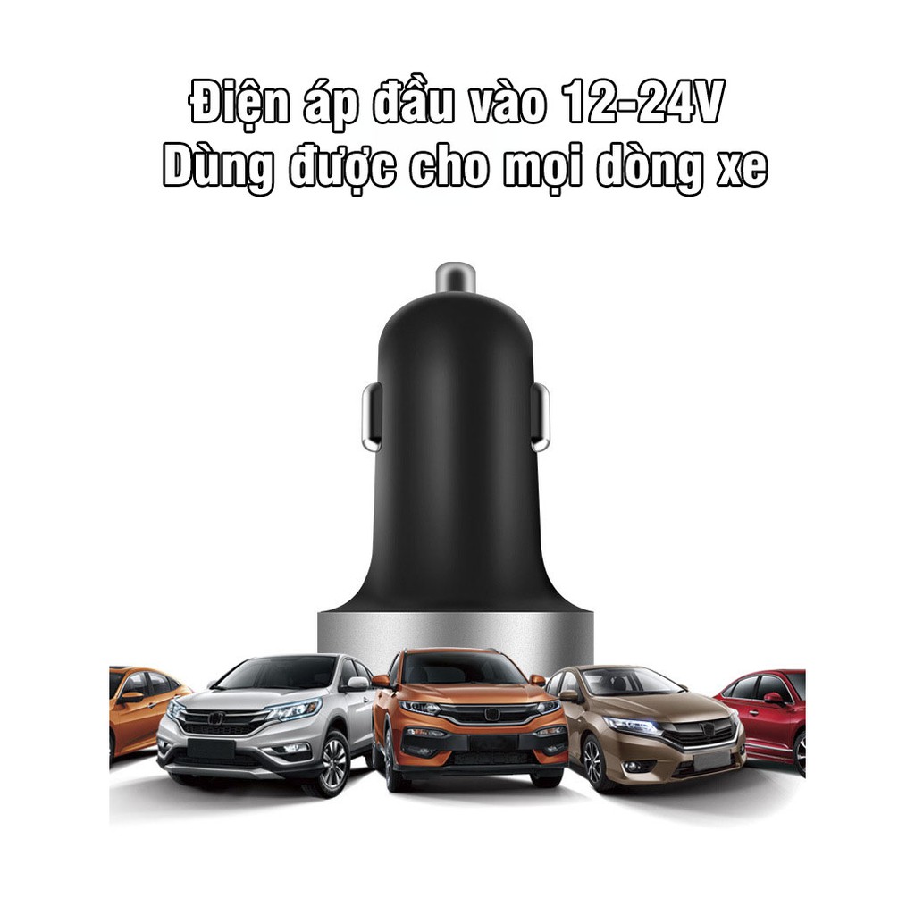 [Mã LIFEAUMAY giảm 10% tối đa 30k đơn 150k] Tẩu Sạc Điện Thoại Trên Ô Tô Nhỏ Gọn 12V Sạc Nhanh Có Màn Hình Led Cao Cấp