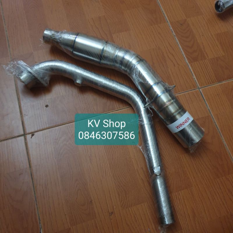 Cổ pô 2 khúc inox 304, bầu hơi tổ ong