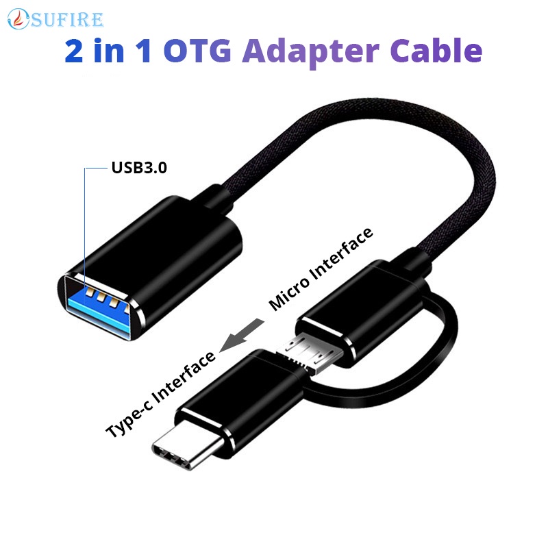 Cáp ChuyểN ĐổI 2 Trong 1 Usb 3.0 OTG Type C Micro Sang Usb 3.0 Cho ĐiệN ThoạI