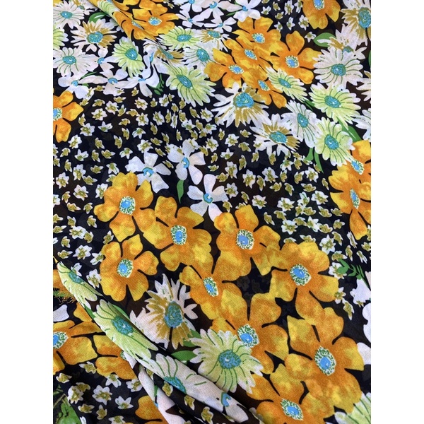 Vải voan Chiffon hoa cúc đều may áo kiểu đầm áo dài