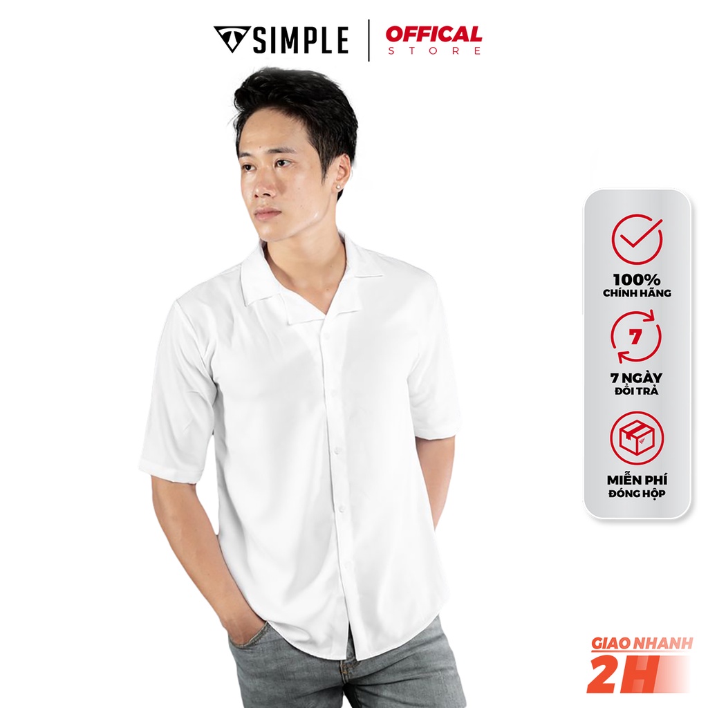 Áo Sơ Mi Nam Trơn ngắn tay TSIMPLE chất lụa mềm mịn thoáng mát chống nhăn thời trang chuẩn form SMLTN02