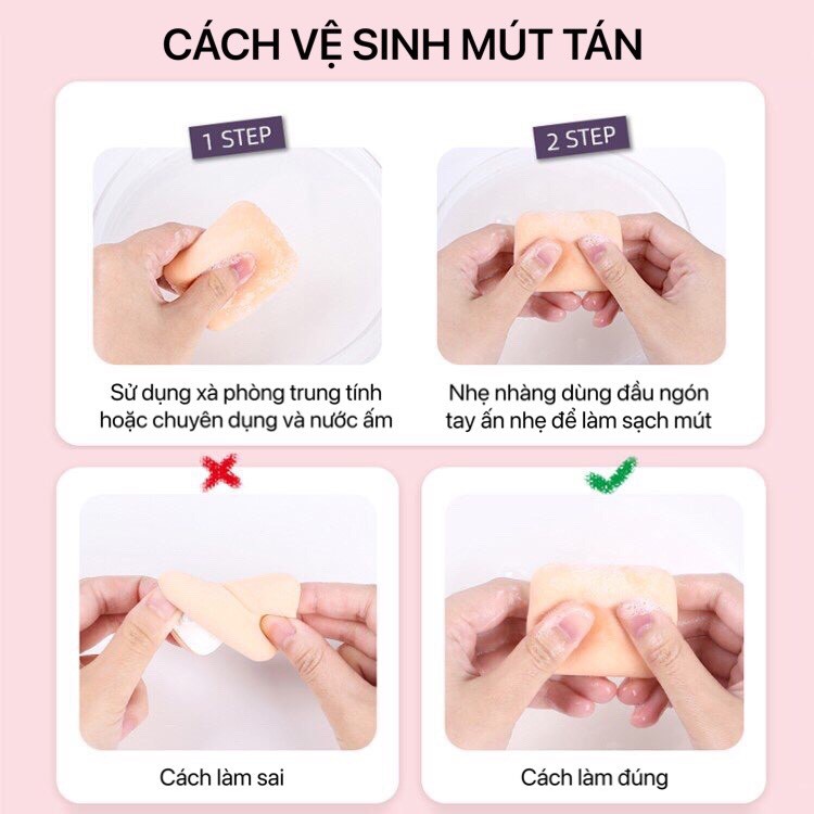 Mút tán kẹo bông kem nền cushion mềm mịn đàn hồi BB CC Cream PHUK91