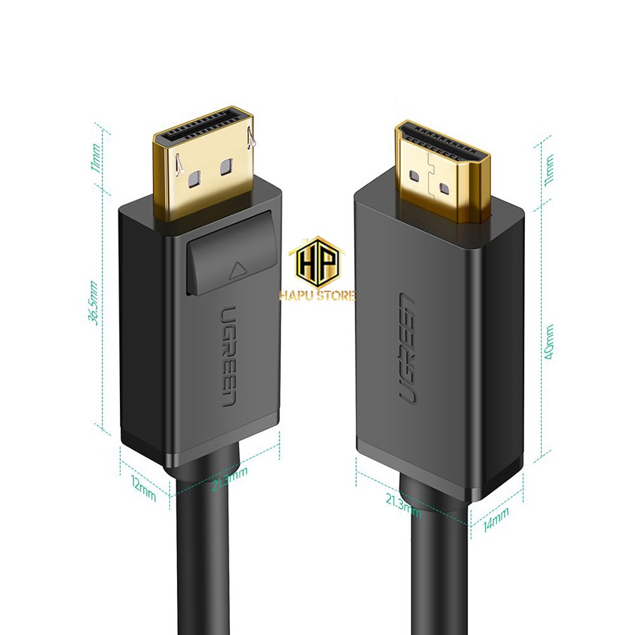 Cáp Displayport to HDMI Ugreen 10239 dài 1,5m chính hãng - Hapustore