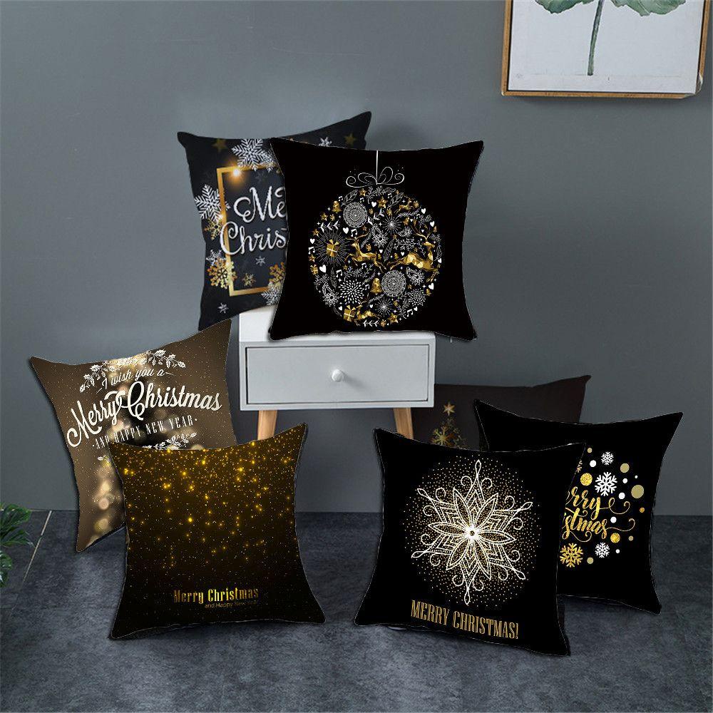 Vỏ Gối Hình Vuông Mềm Mại Họa Tiết Tuần Lộc Giáng Sinh