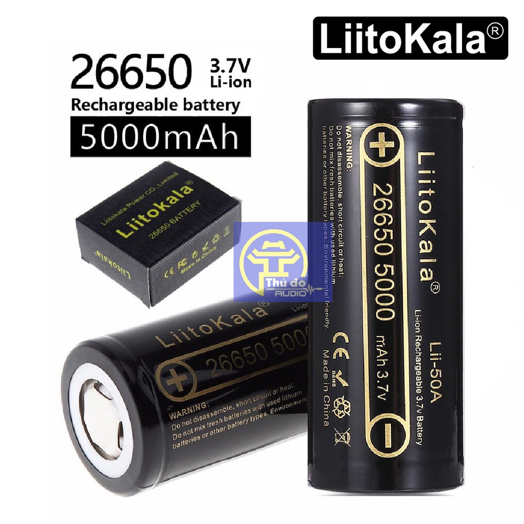 01 viên pin sạc Liitokala Engineer Lii-50A 3.7V 26650 5000mah 20A  dùng cho đèn pin, thiết bị điện t