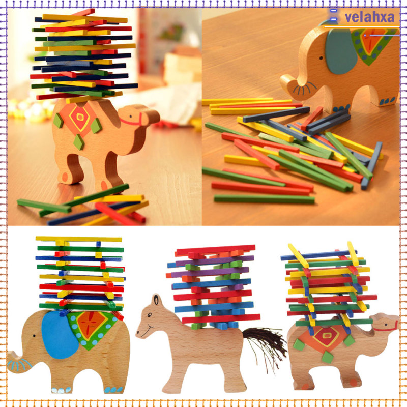 Wooden Educational Elephant Balance Beam Game for Children Baby Kids Hands