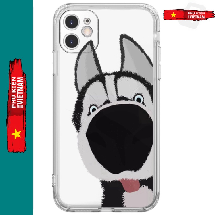 Ốp lưng iphone 6, 6s plus, 7 8 Plus, X, XS, XR, XSMAX, 11 , 12, 13 PROMAX suốt trong quãng CHÓ nghịch ngợm PKVN