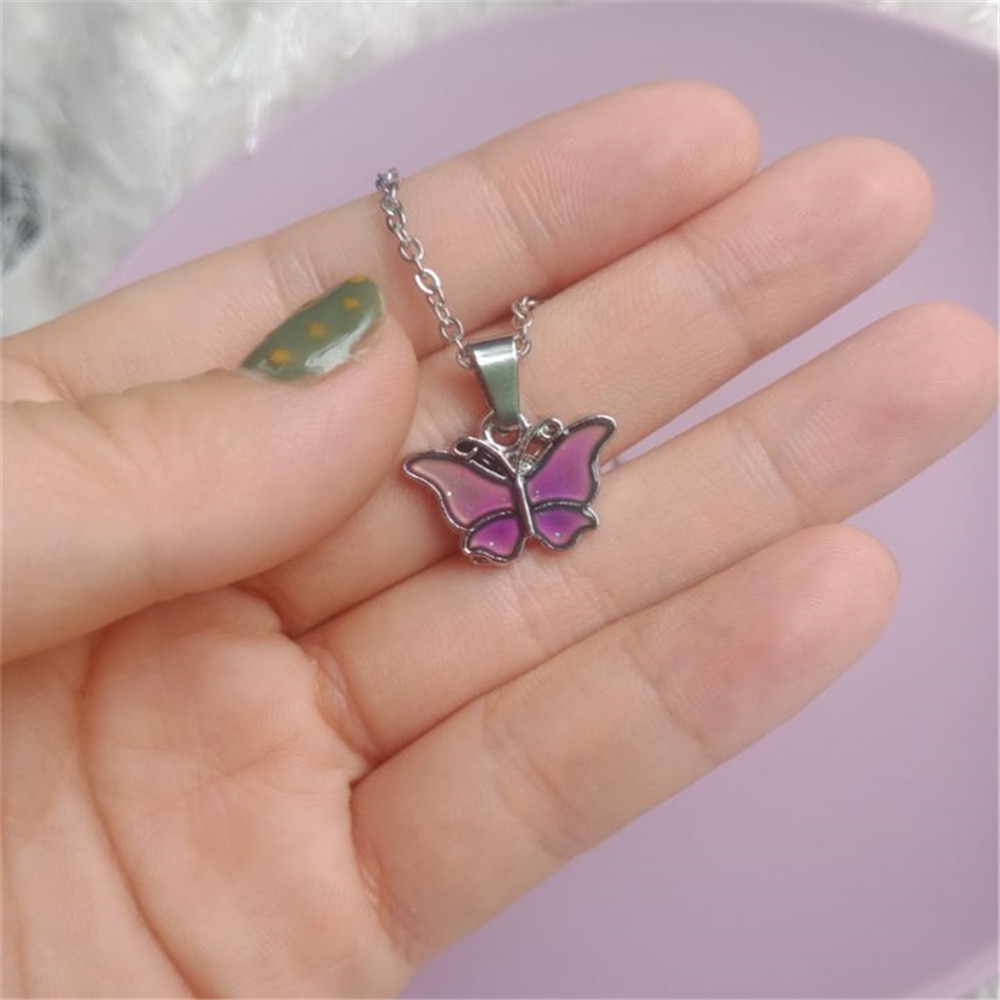 Cod Qipin Vòng Cổ Chuỗi Hạt Hình Bướm Trái Tim Thay Đổi Màu Sắc Ấm Áp Nhỏ Cảm Biến