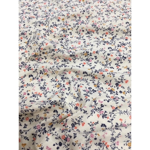 Vải thun cotton bozip hoa nhí