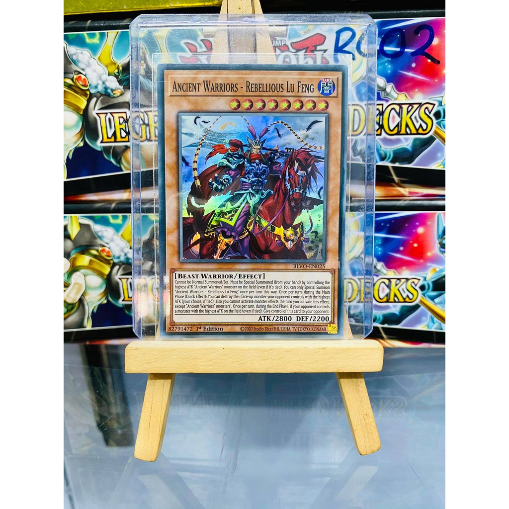[ Dưa Hấu Yugioh ] Lá bài thẻ bài Ancient Warriors - Rebellious Lu Feng – Super Rare - Tặng bọc bài nhựa bảo quản