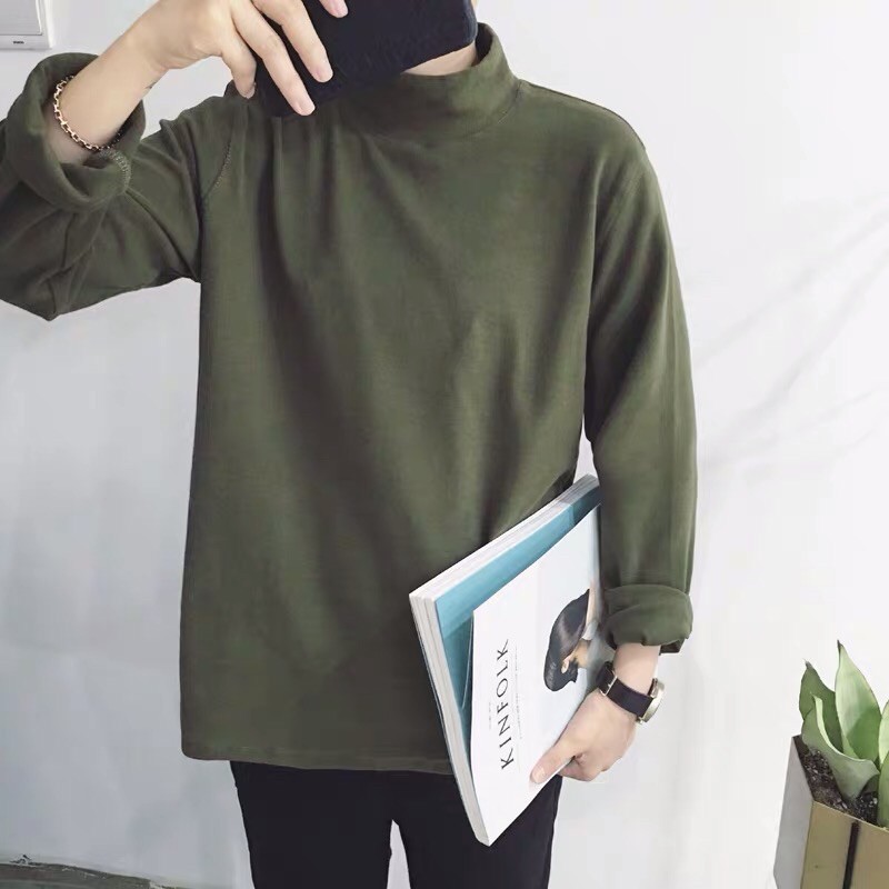 Áo nỉ thun sweater unisex dài tay cổ lọ 3 phân AN03 M.RO phong cách Hàn Quốc chất liệu cotton borip -  MrHero