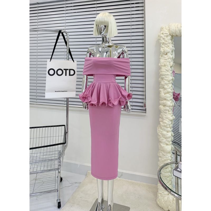 sét trễ vai Đầm trễ vai THIẾT KẾ ôm sát( anh thật)