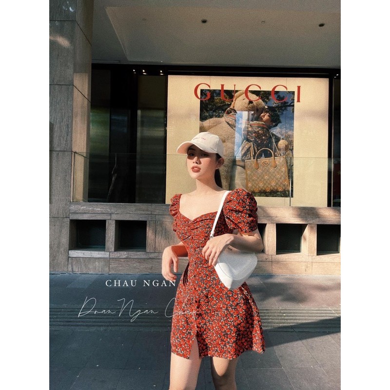 [Mã SKAMA06 giảm 8% tối đa 50K đơn 250K] VNU329 - VÁY HOA HỒNG DÚM NGỰC PHỐI CÚC | BigBuy360 - bigbuy360.vn