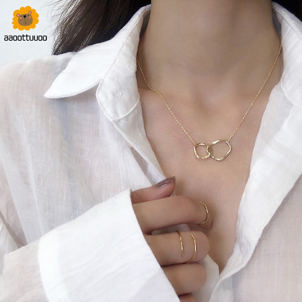 Dây Chuyền Mặt Hai Vòng Tròn Phong Cách Hàn Quốc Dành Cho Bạn Nữ