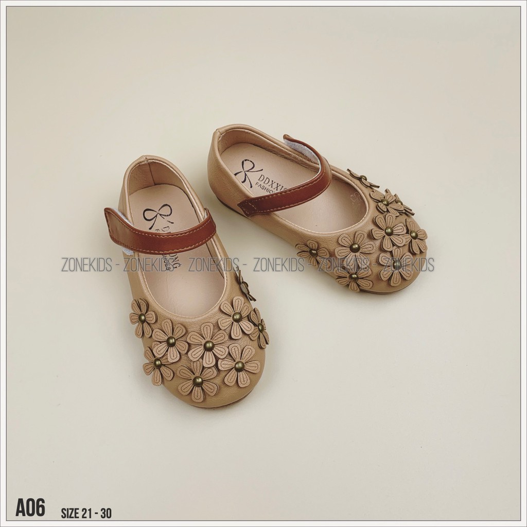 Giày búp bê họa tiết hoa nổi cho bé gái Zonekids - A06