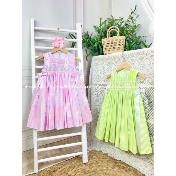 ĐẦM SMOCK HOA NƠ EO