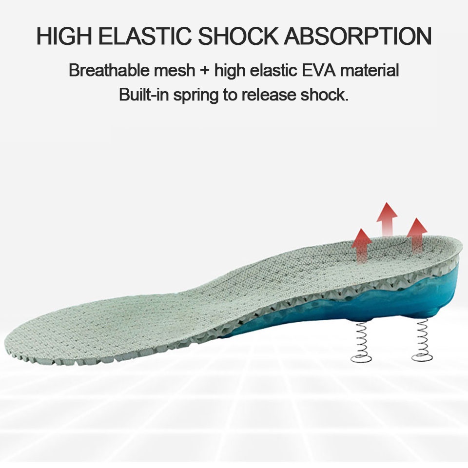 Miếng Lót Giày Thể Thao Bằng Vải Lưới Silicone Co Giãn Chống Sốc Chống Mùi Thoáng Khí