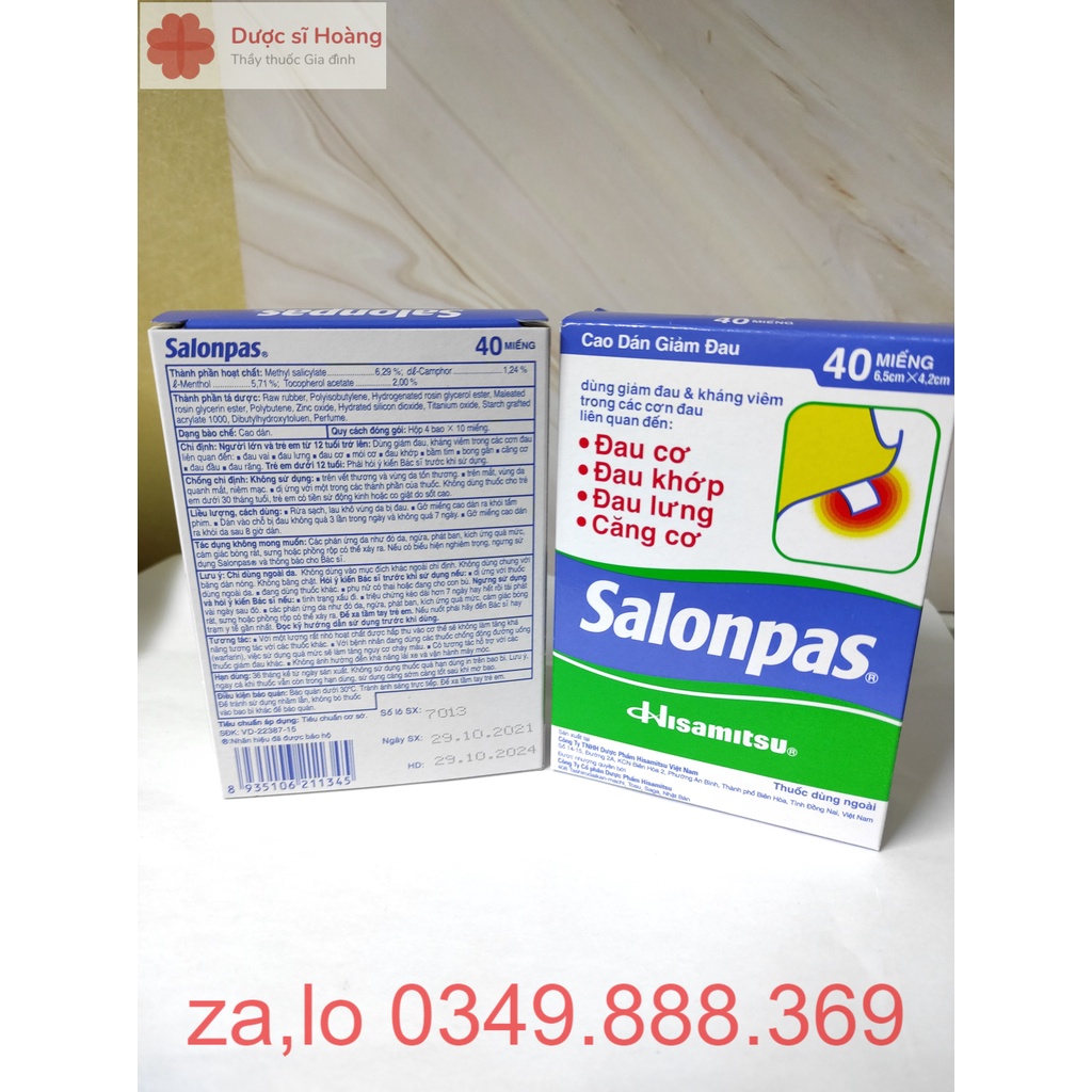 Cao Dán Salonpas - Hộp 4 gói x 10 miếng