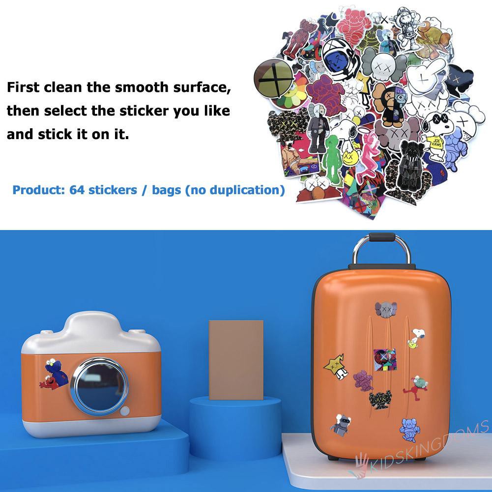 【Big Sale】64pcs Cartoon Car Trolley Case Sticker Waterproof Luggage Notebook Decals