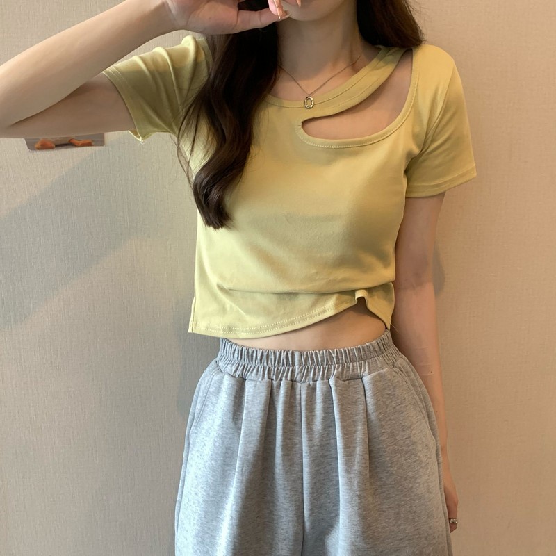 COZOK Áo Thun Tay Ngắn Dáng Ôm Kiểu Hàn Quốc Quyến Rũ