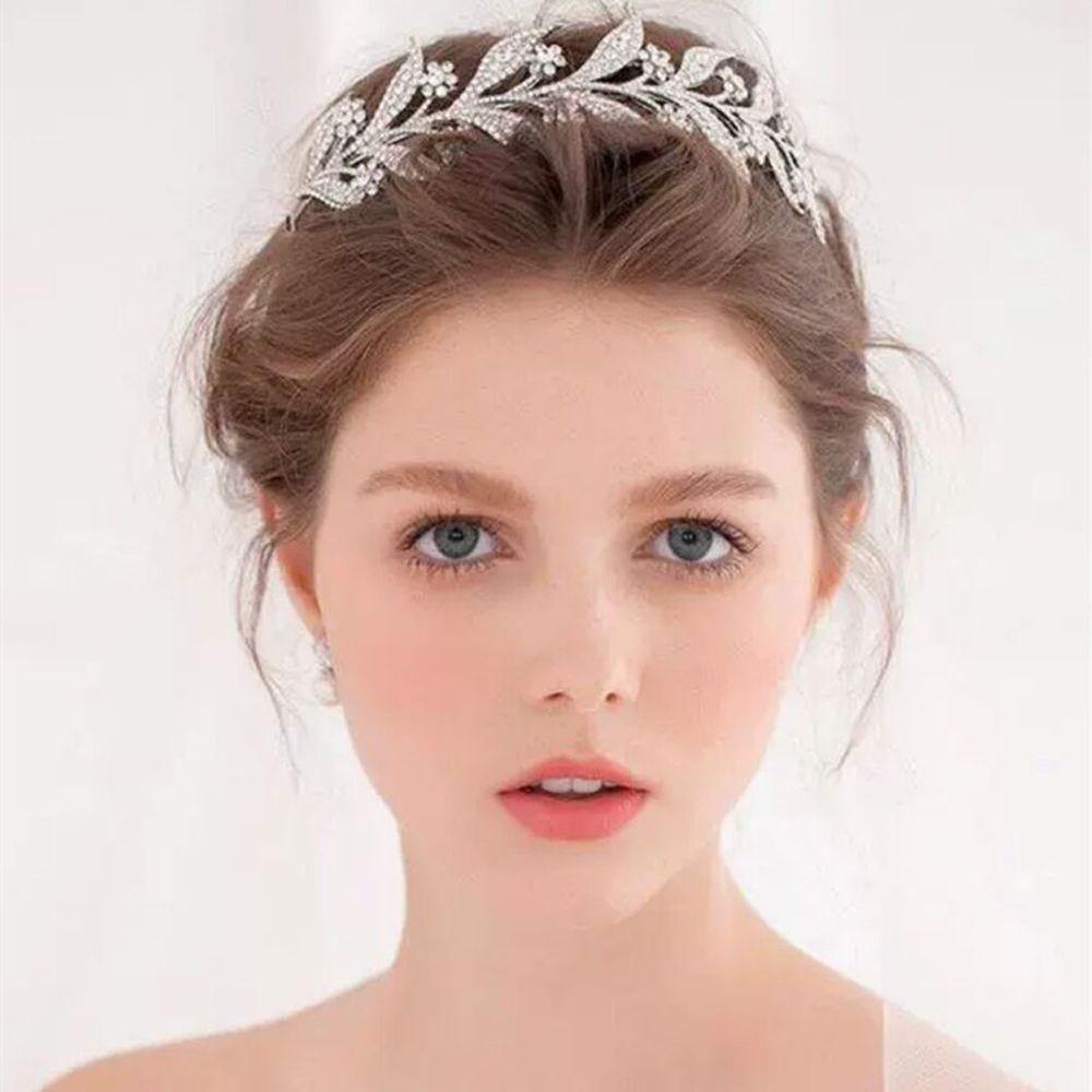 Kẹp Tóc Trang Trí Hình Chiếc Lá Thời Trang Cho Cô Dâu|Vương Miện Hợp Kim Phong Cách Hàn Quốc