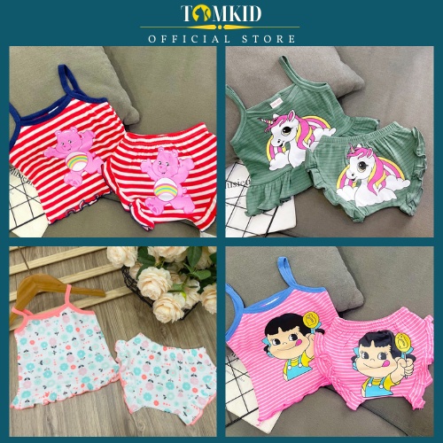 Bộ 2 dây bé gái, đồ bộ chip cho bé gái chất cotton borip dày dặn thoáng mát co giãn tốt 8-23kg Tomkids