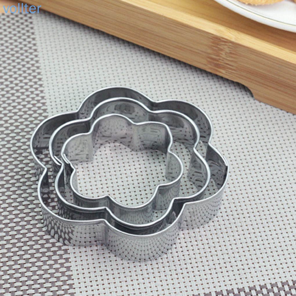 Set 3 Khuôn Làm Trứng Hình Hoa Bằng Thép Không Gỉ