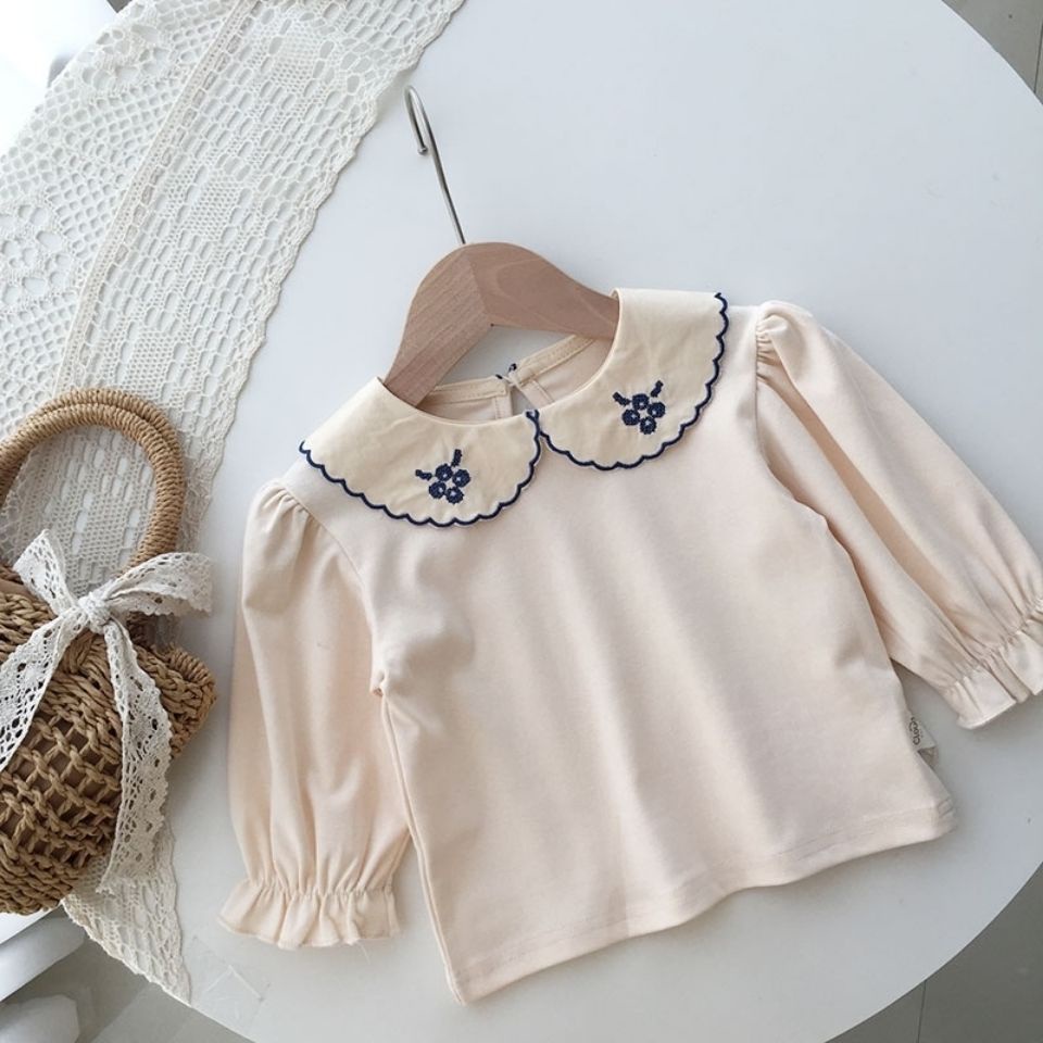 Set Đồ 2 Món Gồm Đầm Yếm Denim Thêu Họa Tiết Thời Trang Xuân Thu Cho Bé Gái