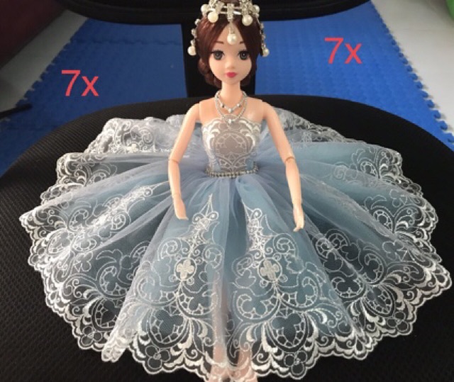 Váy hoặc trọn bộ búp bê váy thiết kế màu xanh