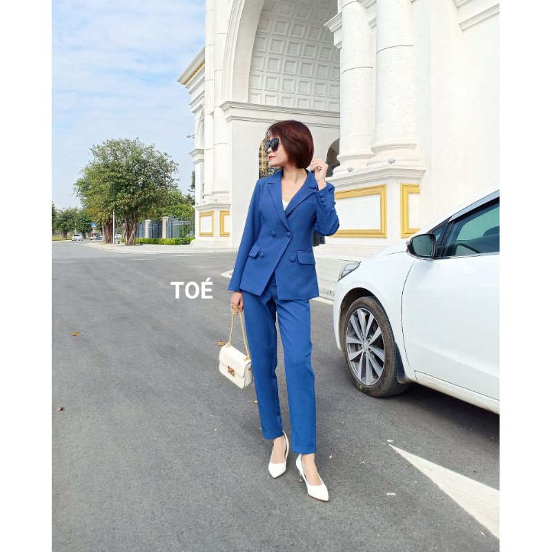 Vest chiết eo nhẹ màu xanh | BigBuy360 - bigbuy360.vn