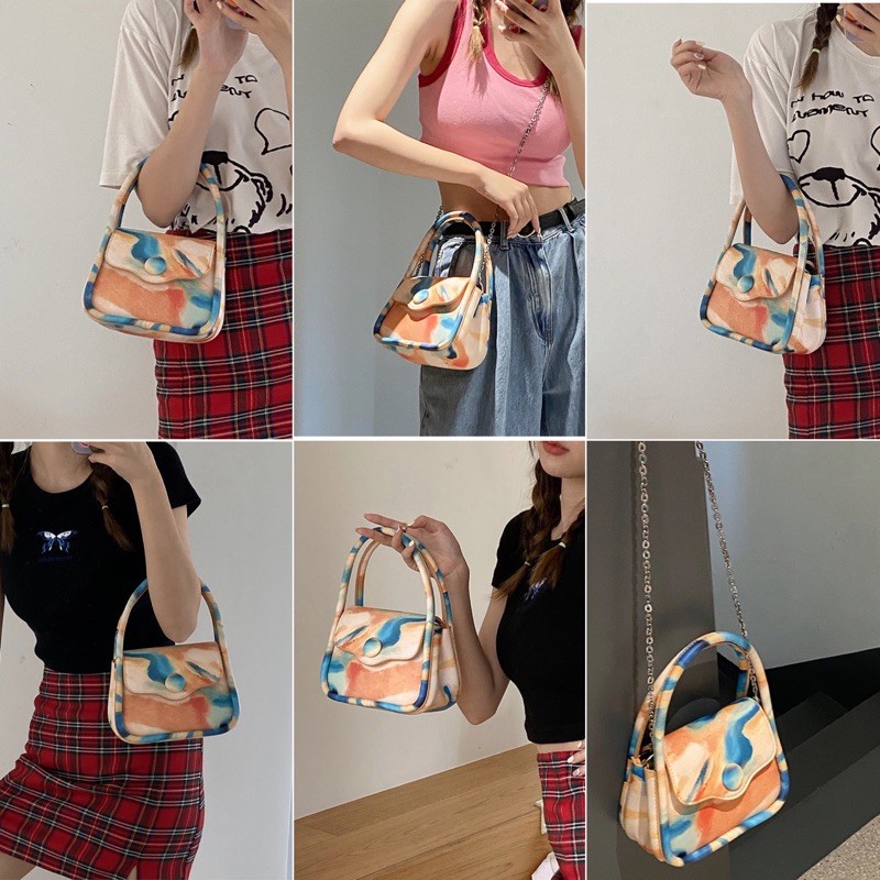 <HÌNH THẬT LIVESTREAM SHOP>Túi đeo chéo màu loang cực đẹp siêu hot ♥️ màu độc lạ mẫu mới thời trang túi xách nữ 2021