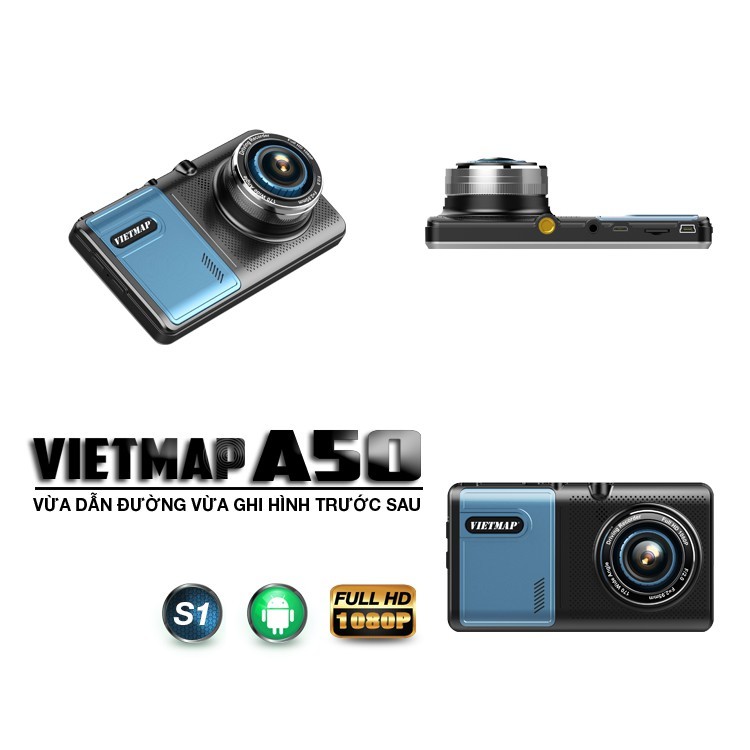 Camera hành trình ô tô Vietmap A50 màn hình 5" - Vừa dẫn đường vừa ghi hình trước sau Full HD