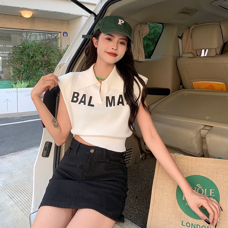 Áo POLO Dệt Kim Trễ Vai Kẻ Sọc Ôm Dáng Thời Trang Hàn Quốc Cho Nữ