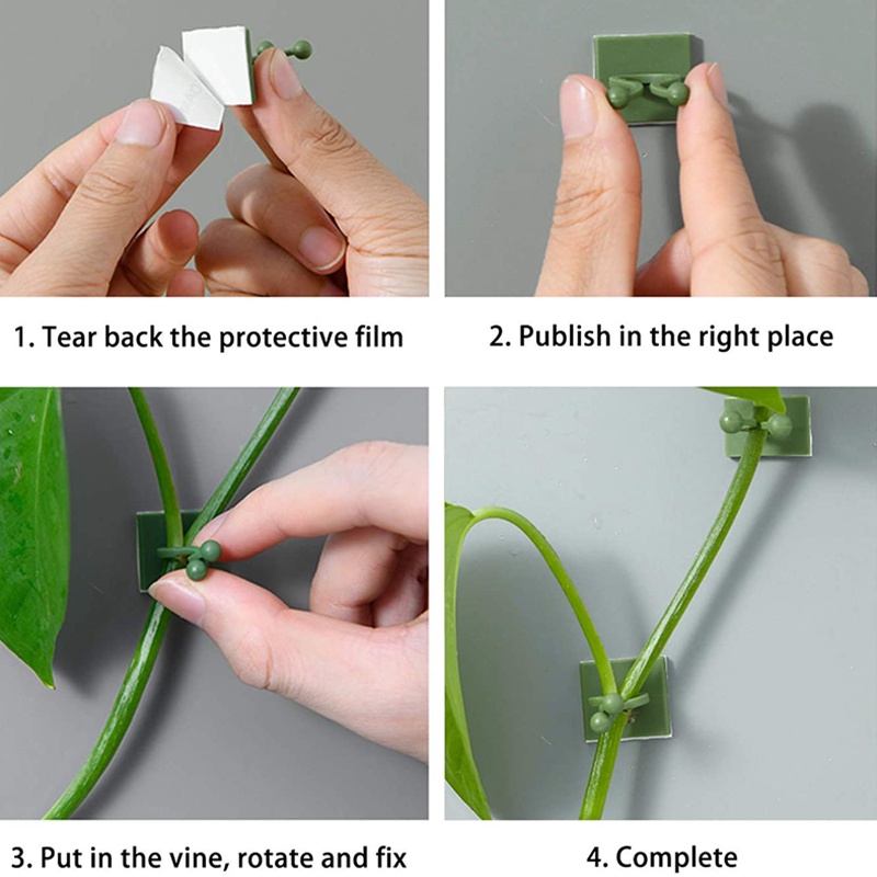 120Pcs Green Invisible Wall Vine Fixing Clip, Plant Climbing Fixing Device Self-Adhesive Fixing Hook Vine Fixing Device