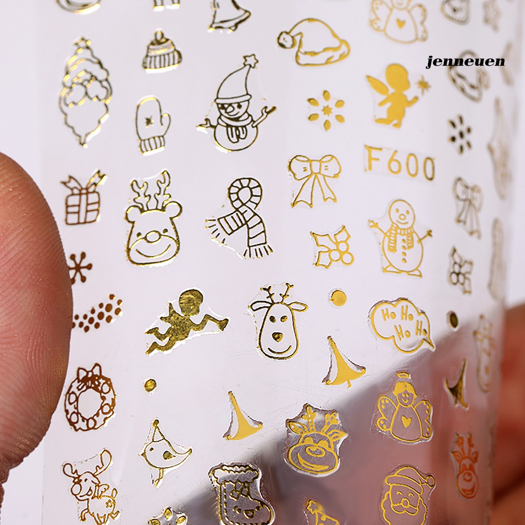 [Hàng mới về] Miếng Dán Họa Tiết Giáng Sinh Mạ Vàng Trang Trí Móng Tay