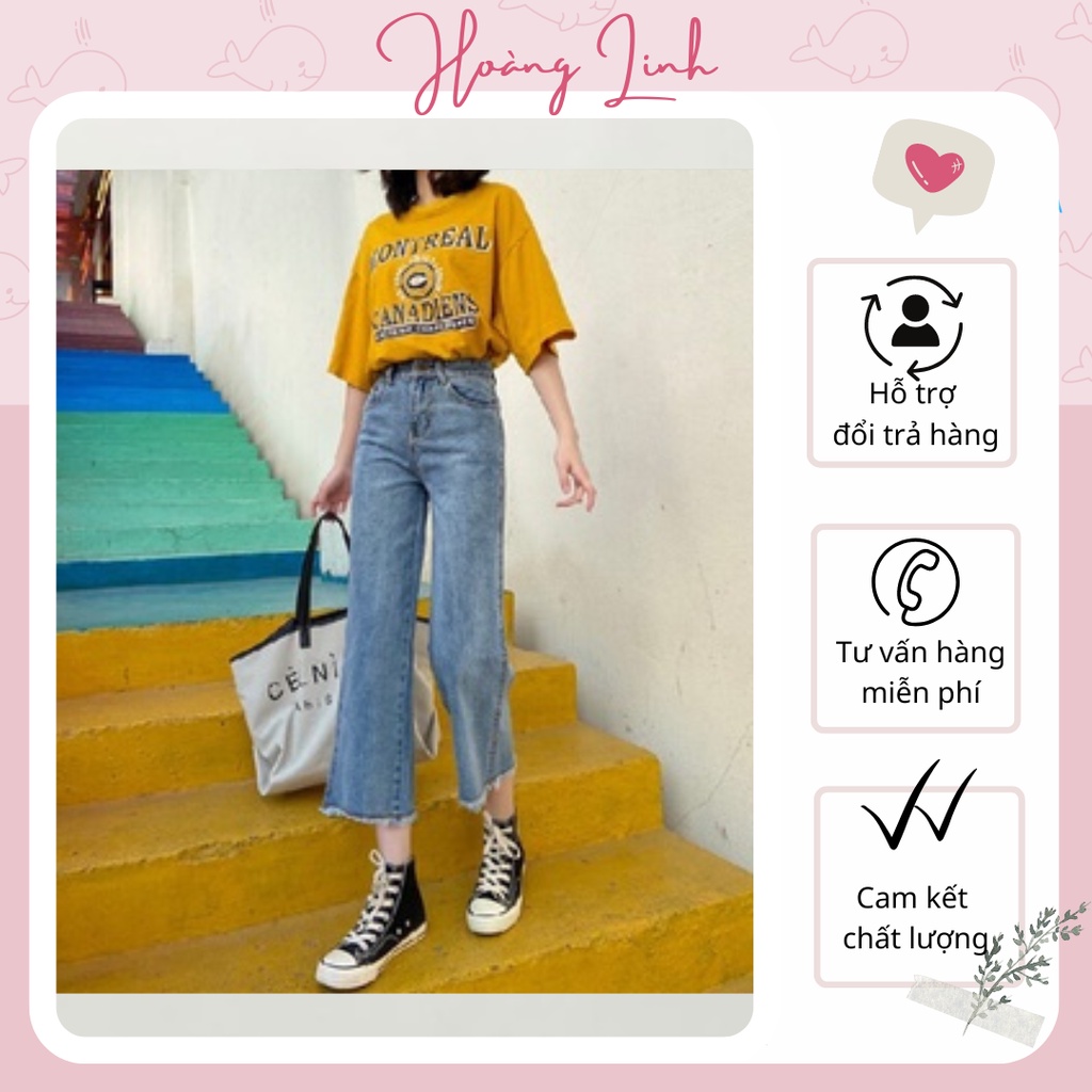 Quần  Jeans ống xuông Rua  Gấu -Hàng  loại  1