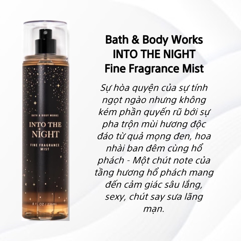 Xịt Thơm Bath Body Works Into The Night XỊT THƠM BATH BODY WORKS