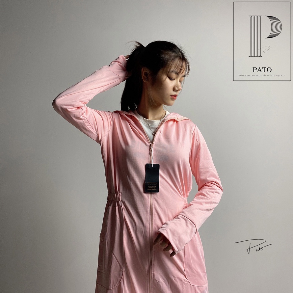 Áo chống nắng toàn thân PATO áo khoác nắng nữ dáng dài chun eo chất kim cương thông hơi