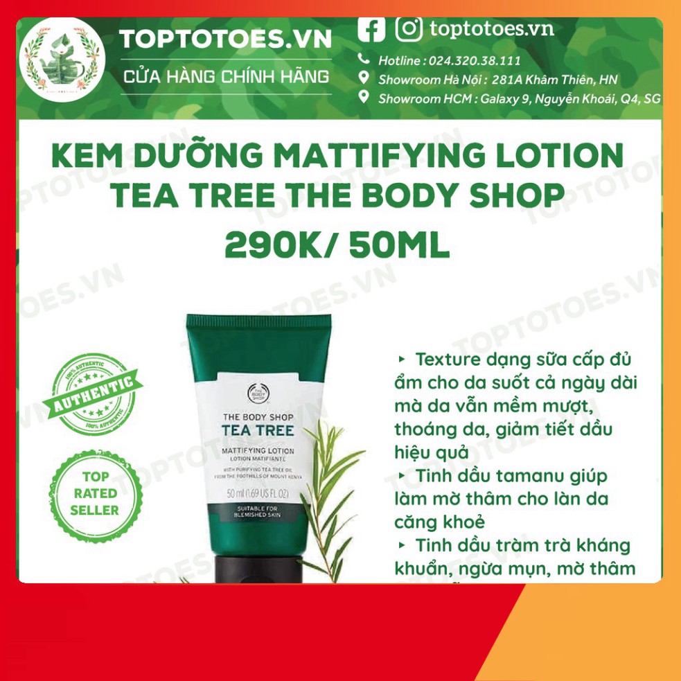 SỐC MÙA HÈ Kem dưỡng The Body Shop Tea Tree Mattifying Lotion kiềm dầu, ngừa mụn CHỈ HÔM NAY