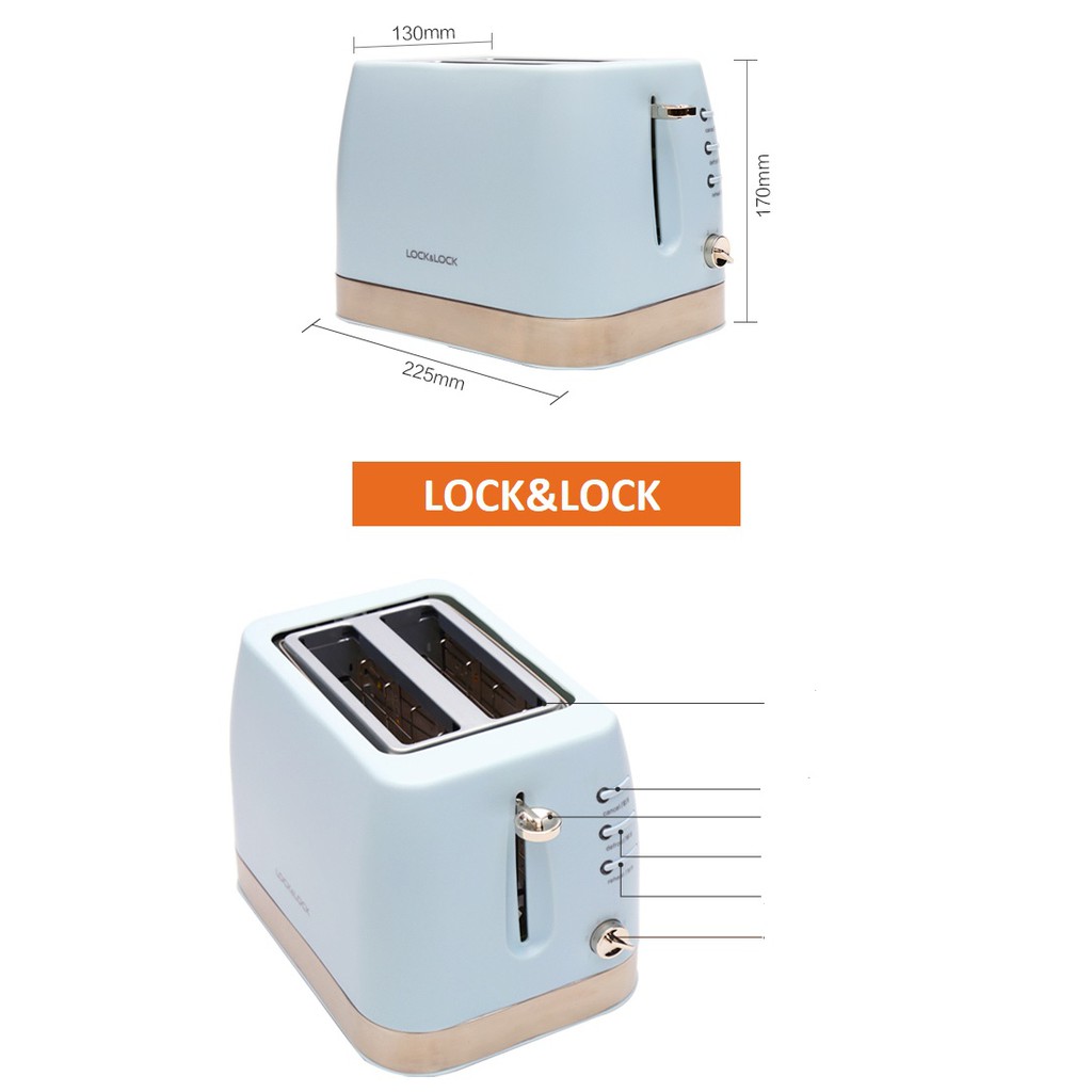 Máy Nướng Bánh Mì 6 Cấp Độ Lock&Lock EJB221BLU 730W