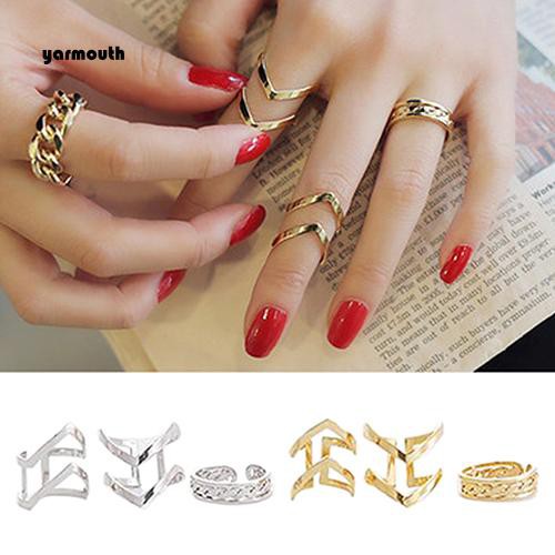 Set 3 Nhẫn Đeo Khớp Ngón Tay Kim Loại Thời Trang Nữ