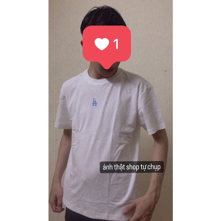 Áo phông LA logo nhỏ, áo thun unisex, chất cotton thoáng mát, form rộng, tay lỡ, Dorystore