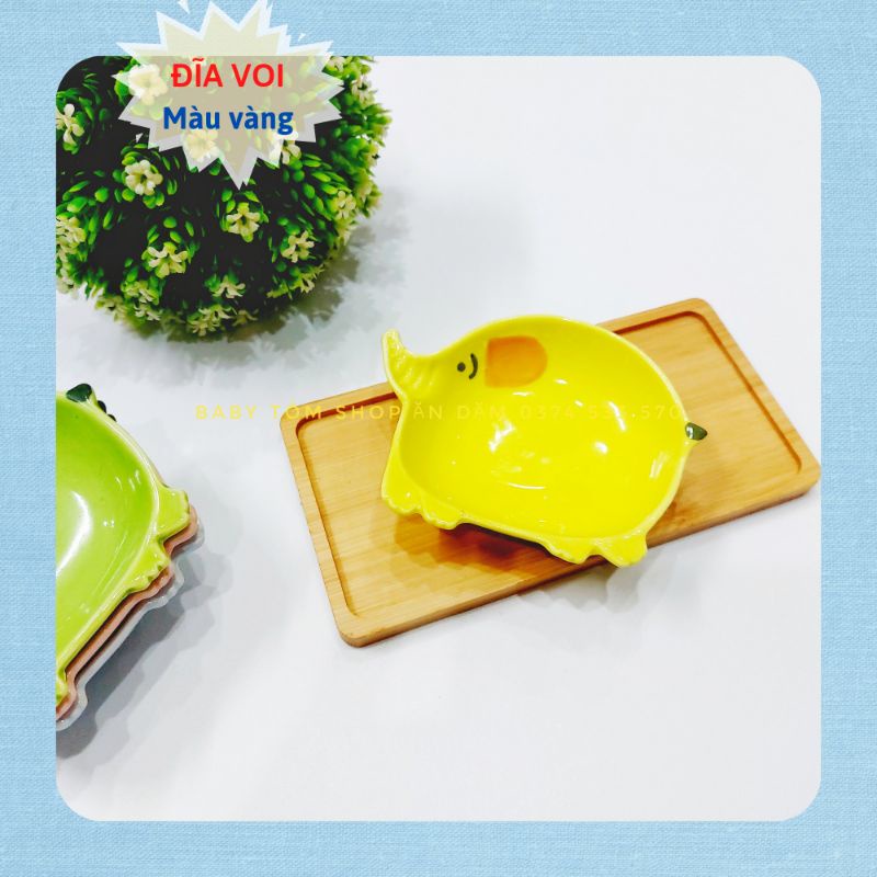 Đĩa gốm sứ cho bé ăn dặm hình Voi, Thỏ, dung tích 70ml,Baby Tôm