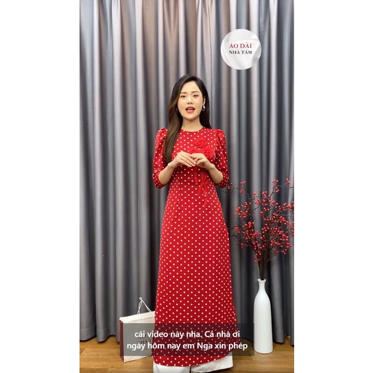 ✼ÁO DÀI CHẤM BI ĐỎ, LỤA HÀN CAO CẤP NHÀ TẤM - MÃ H2 | BigBuy360 - bigbuy360.vn