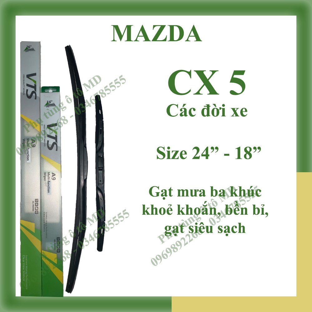 Bộ gạt mưa Mazda CX 5 các đời và gạt mưa các dòng xe khác của Mazda CX 9, Mazda 2, Mazda 3, Mazda 6, Premacy, BT 50