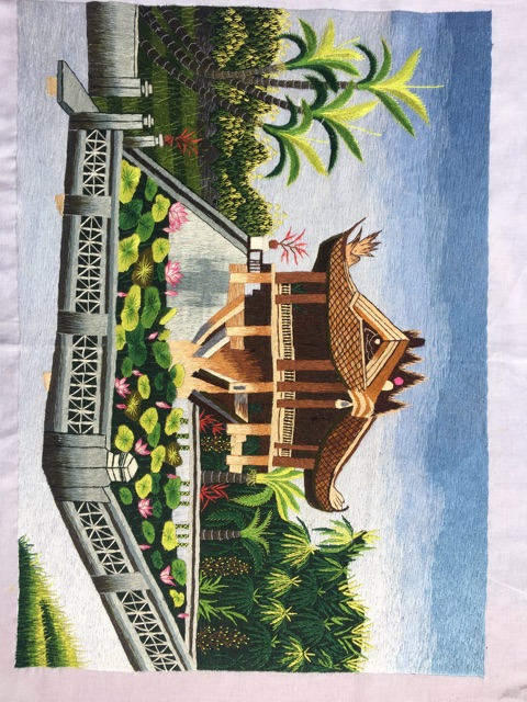 Tranh thêu tay phong cảnh Chùa Một Cột 35x50cm