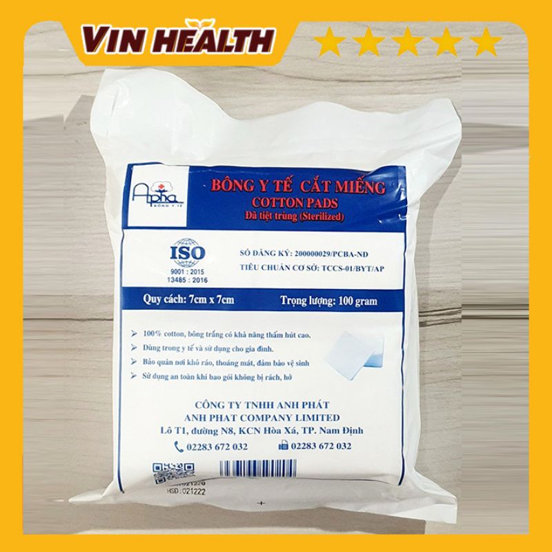 BÔNG Y TẾ CẮT MIẾNG ( BÔNG GÒN Y TẾ) ĐÃ TIỆT TRÙNG ( Cotton Pads)