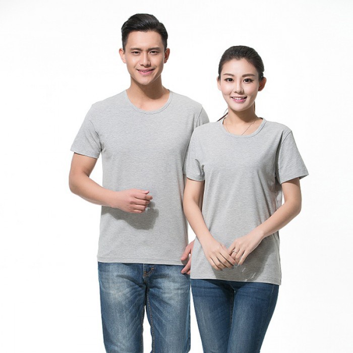 Áo Thun Trơn Phông Tay Ngắn Cổ Tròn Basic Unisex Nam Nữ Cho Nhóm, Lớp, Tập Thể Dã Ngoại Đi Biển, Áo Đôi - La mode