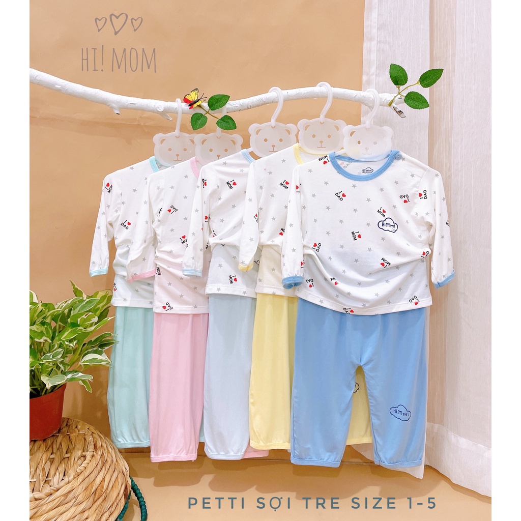 Bộ cài vai dài tay petit mềm mại Hi Mom